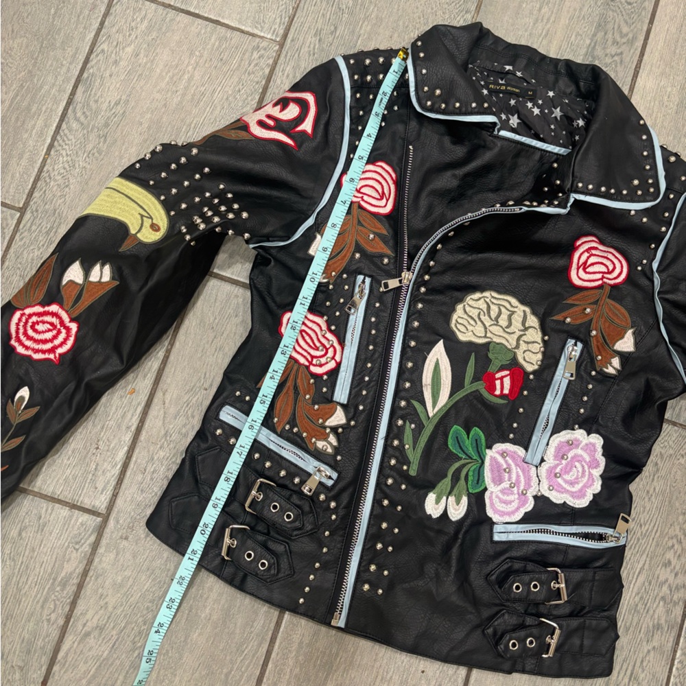 RIVA Embellished Moto Jacket Size Medium - Picture 3 of 6